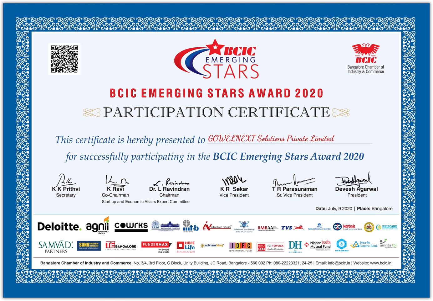 BCIC Emerging Stars Award 2020