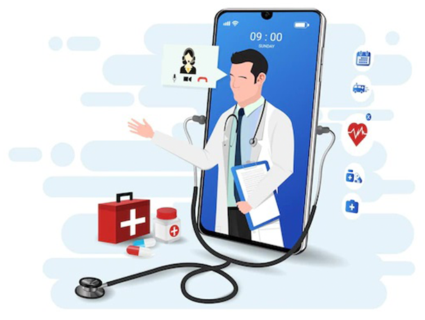 Healthcare professional using digital telehealth platform